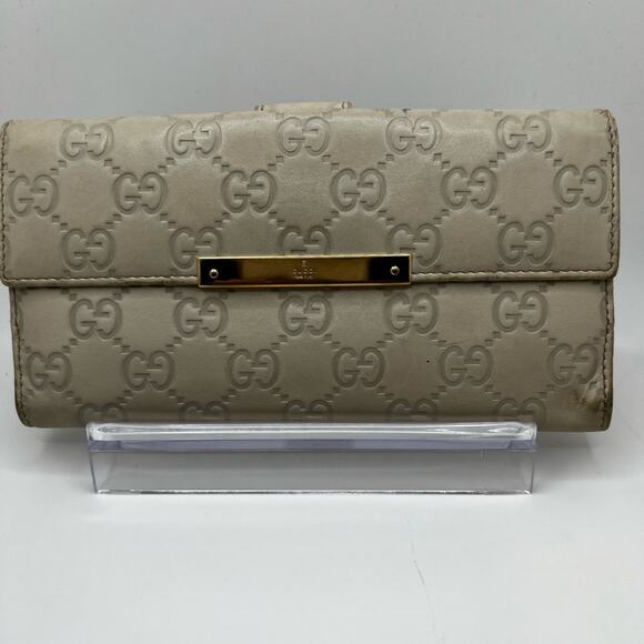 GUC Gucci GG Cream GG Leather Wallet - Picture 1 of 10